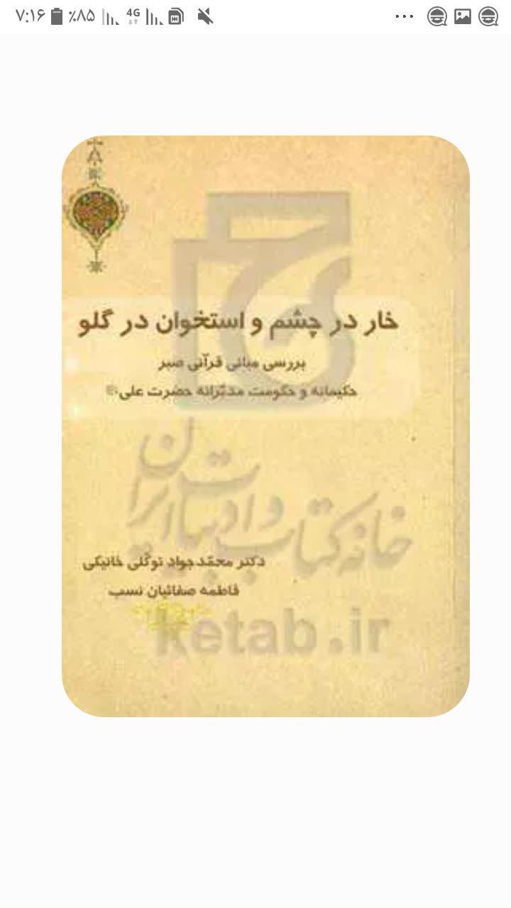خار در چشم و استخوان در گلو (	بررسی مبانی قرآنی صبر حکیمانه و حکومت مدبرانه حضرت علی علیه‌‌السلام.)